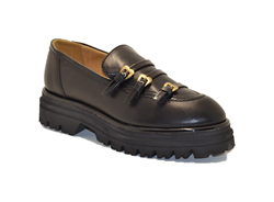 GIO PIU MOCASSINO IN PELLE CON FIBIE NERO MIA-01 COMBI BLACK 